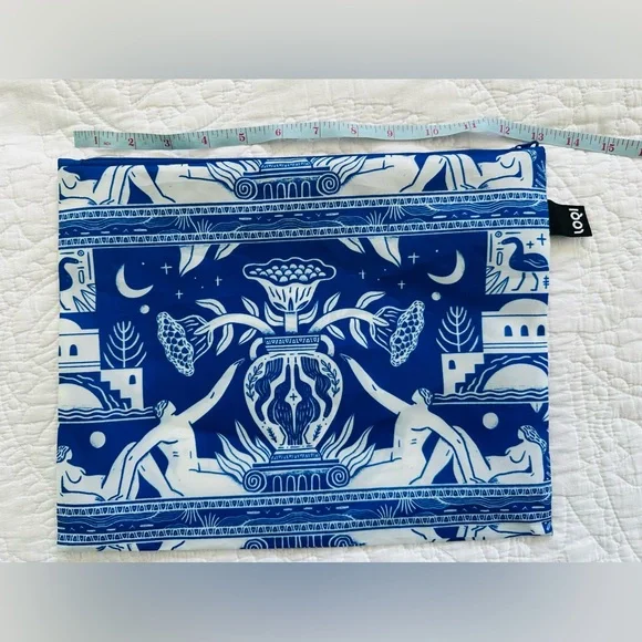 SOLD - Looking Up Maxi Recycled Zip Pocket Pencil/Cosmetic Bag, Greek Vase Motif - Picture 4 of 5